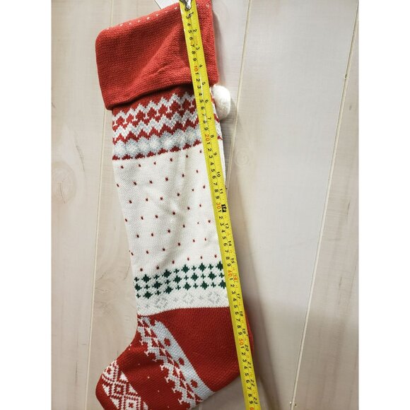 Pottery Barn Kids Heirloom Knit Stocking, Santa, DAD Monogram, Wht Pompoms, NWT - Picture 7 of 9